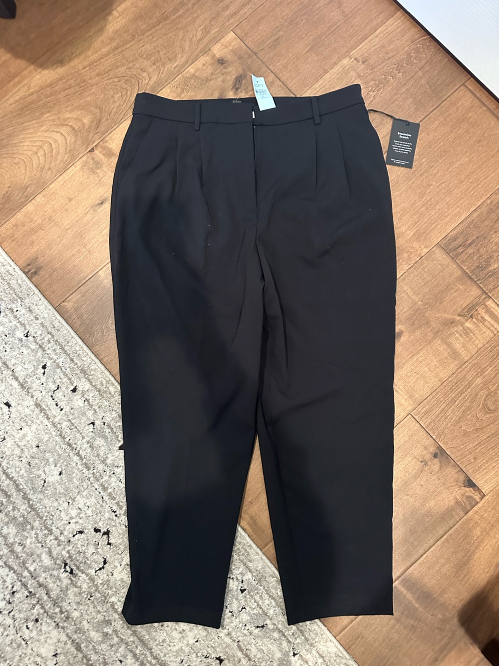 LOFT Black High-Rise Straight Leg Trousers